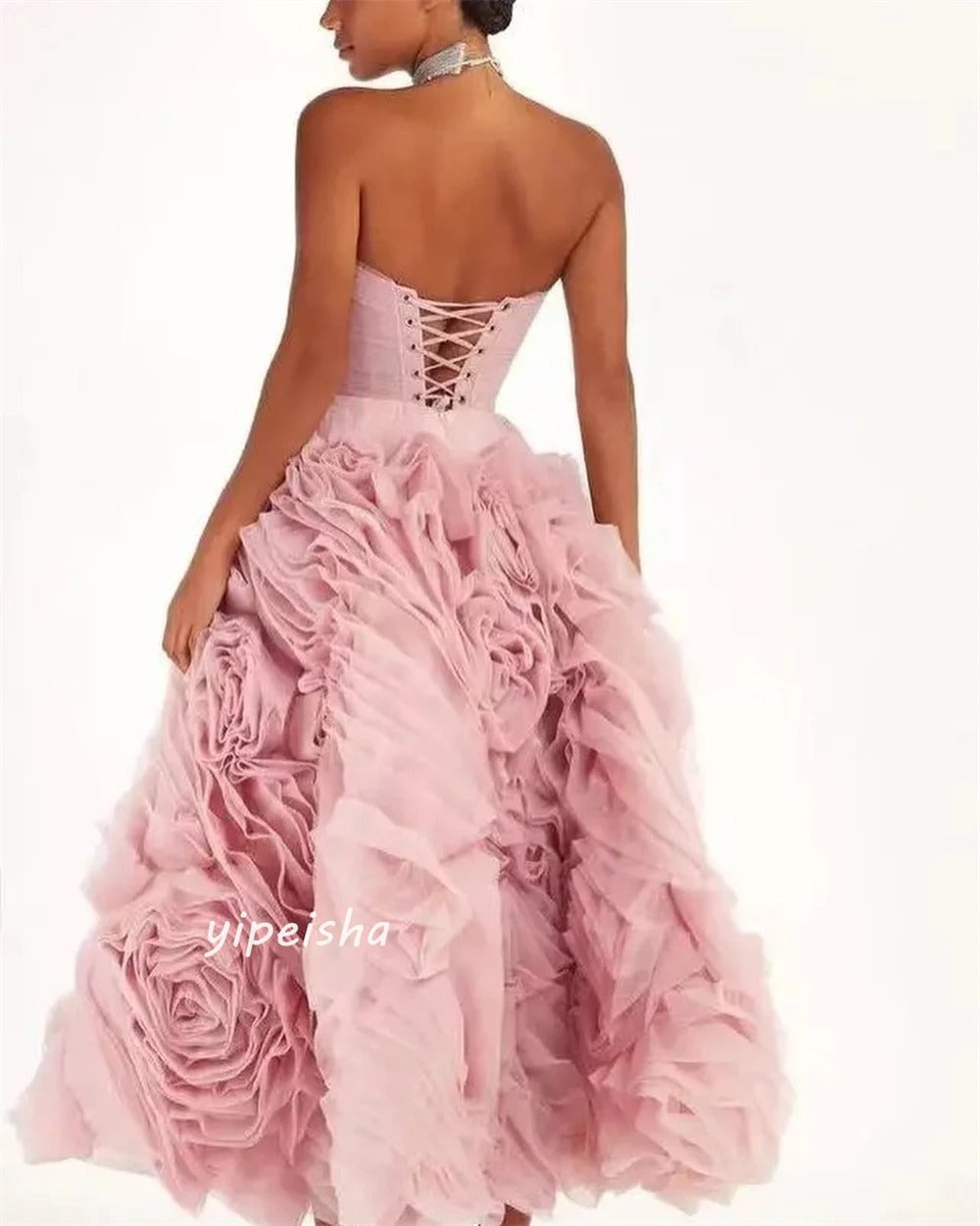 A-line Strapless Bespoke Occasion Gown Midi Dresses